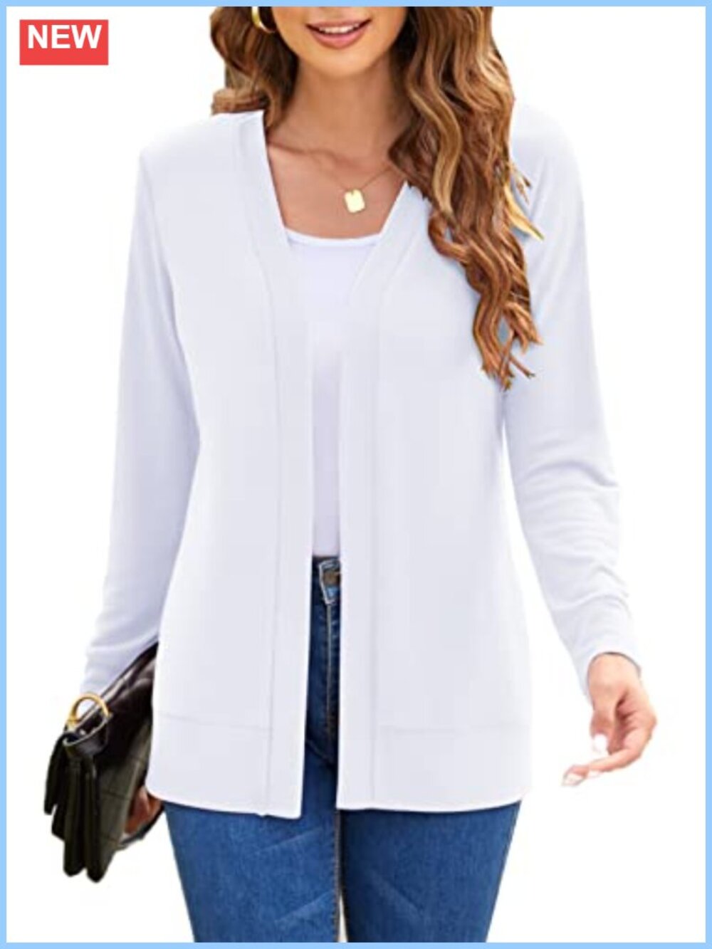 Long Sleeve Open Front Knit Cardigan Lightweight Draped Sweater
